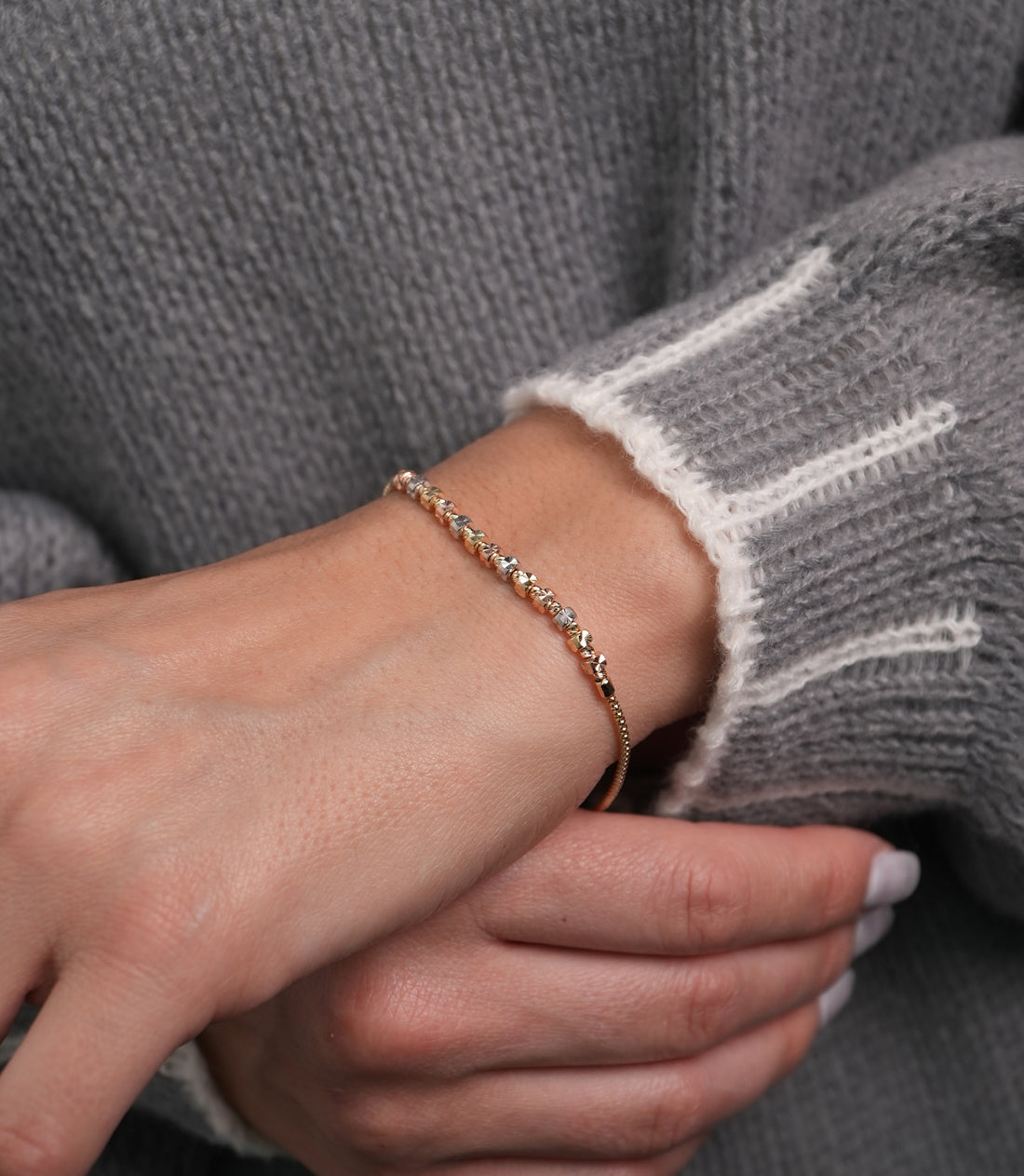 Dorika Tricolor Halb Armband – 585er Gold