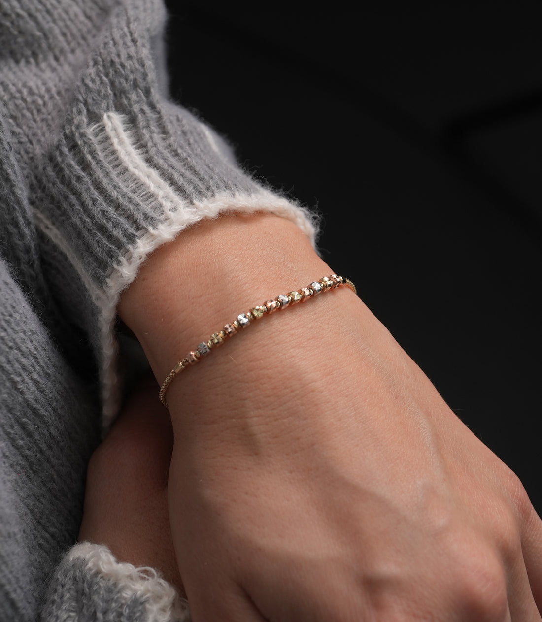 Dorika Tricolor Halb Armband – 585er Gold