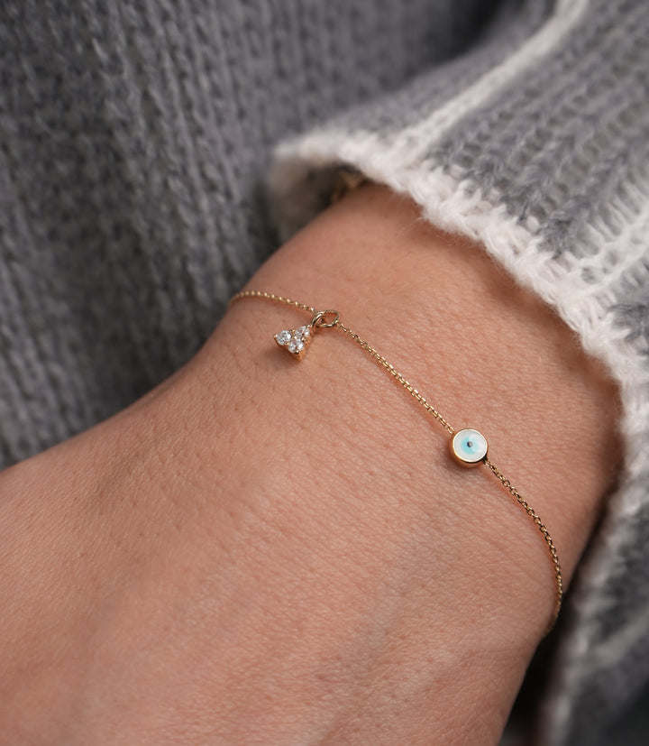Nazar Türkis-Blau Armband – 585er Gold