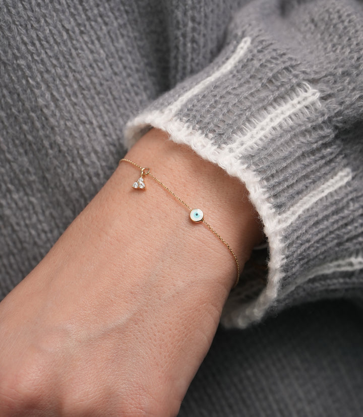 Nazar Türkis-Blau Armband – 585er Gold