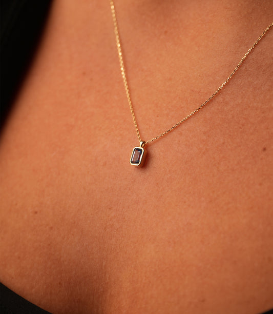 Baguette Hellblau -Kette 585er Gold - Elina Gold