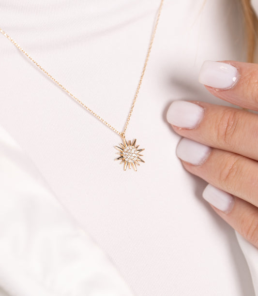 ''Sonne Glitzer''-Kette - 585er Gold - Elina Gold