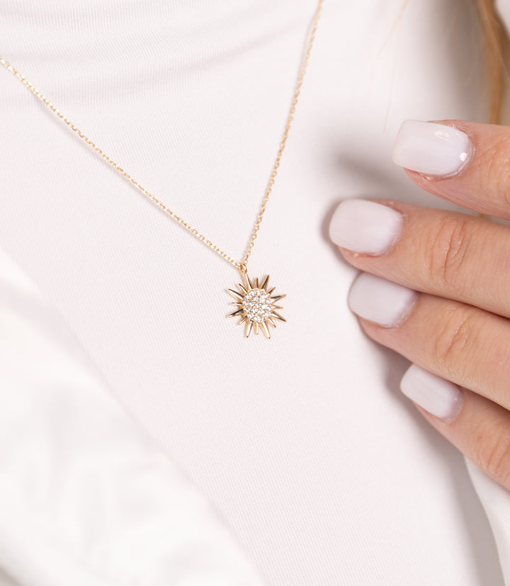 Sonne Glitzer Kette – 585er Gold