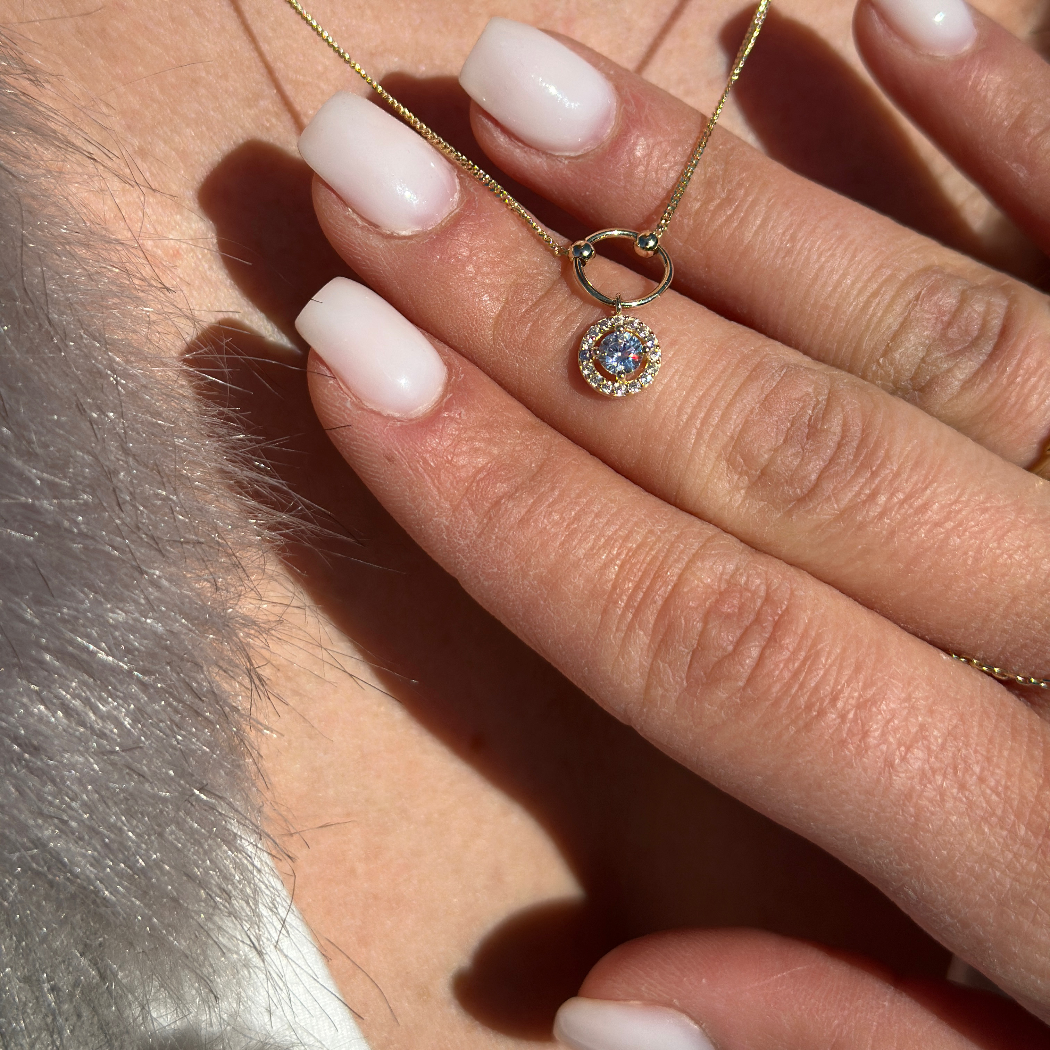Glitzer Kreis Halskette – 585er Gold