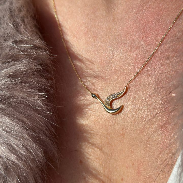 Serena Schwan Halskette – 585er Gold