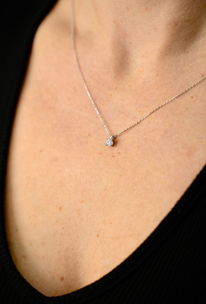 Elina Spark – Echtgold-Halskette mit Zirkonia-Solitär - Elinagold