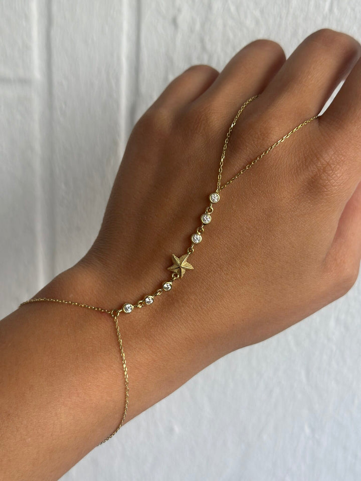 Seestern Handkette – 585er Gold