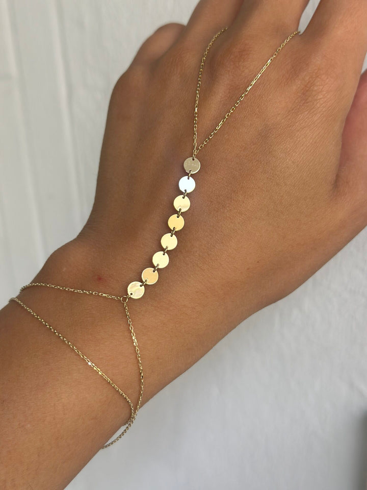 Platten Handkette – 585er Gold