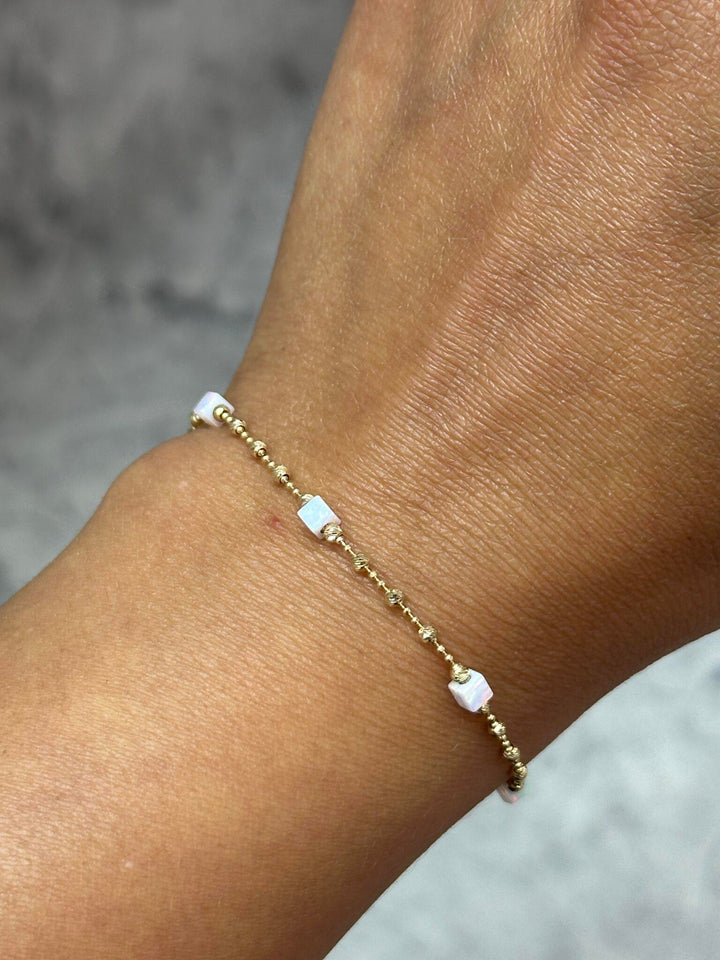 Dorika Opalit Weiß Armband – 585er Gold