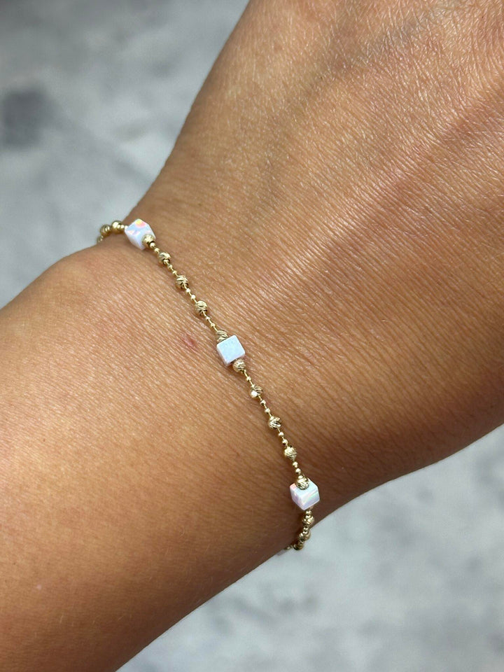 Dorika Opalit Weiß Armband – 585er Gold