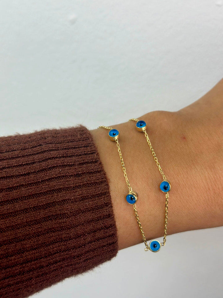 Multi Nazar Armband – 585er Gold