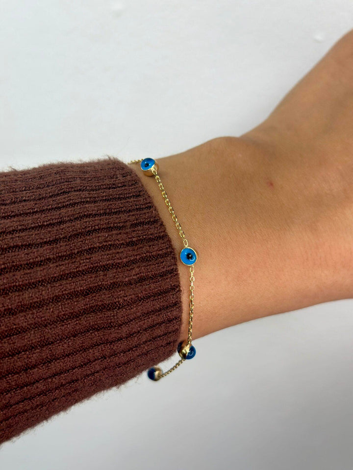 Multi Nazar Armband – 585er Gold