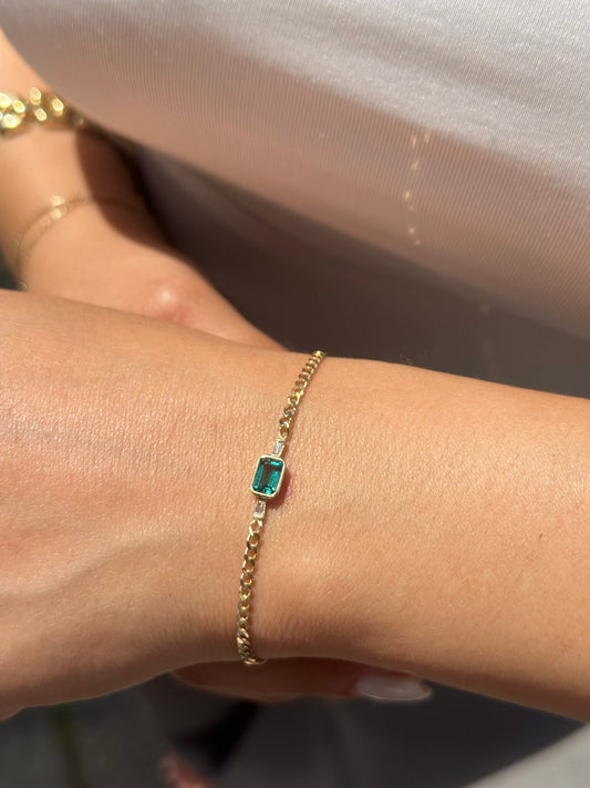 Grüner Baguette-Armband – 585er Gold – Elina Gold