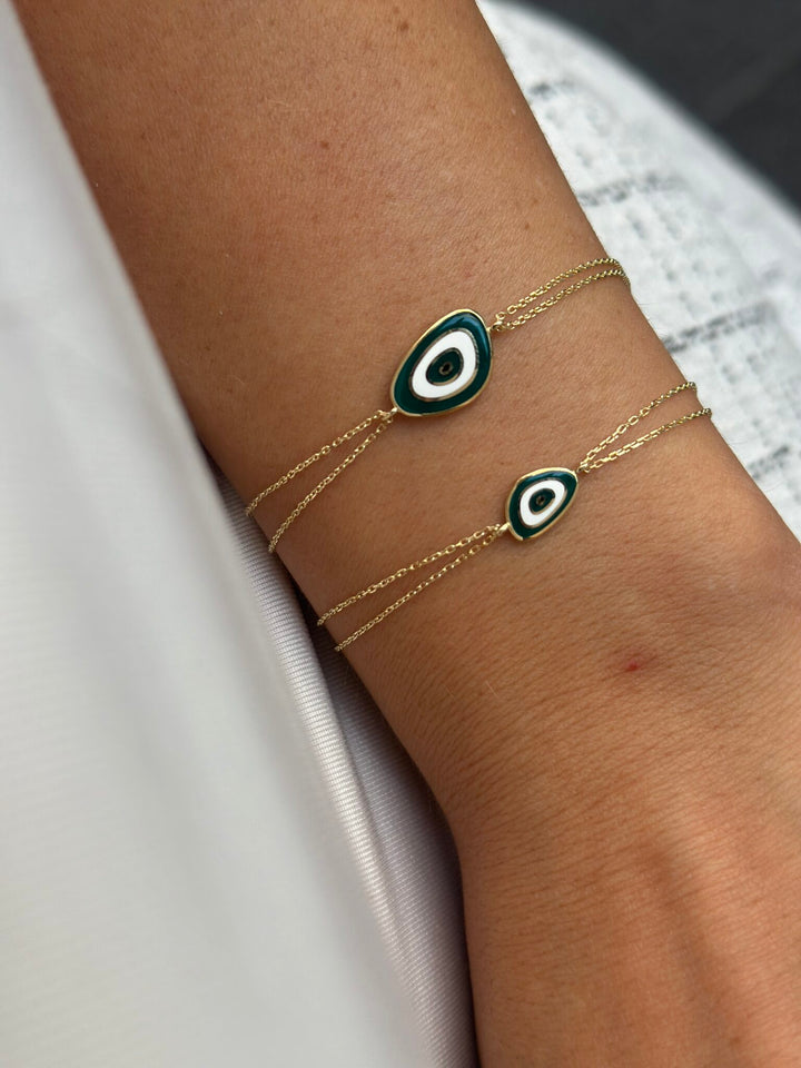 Nazar Muschel Grün Small Armband – 585er Gold