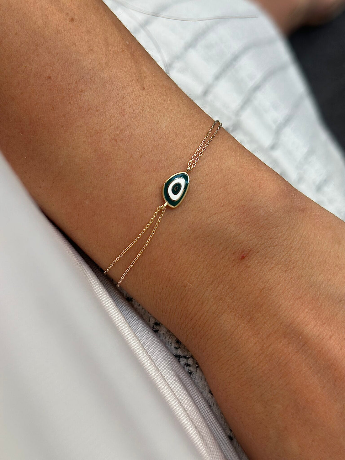 Nazar Muschel Grün Small Armband – 585er Gold