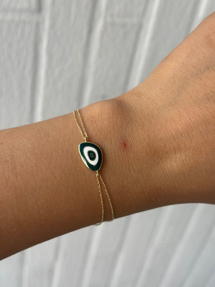 Nazar Muschel Grün Big Armband – 585er Gold