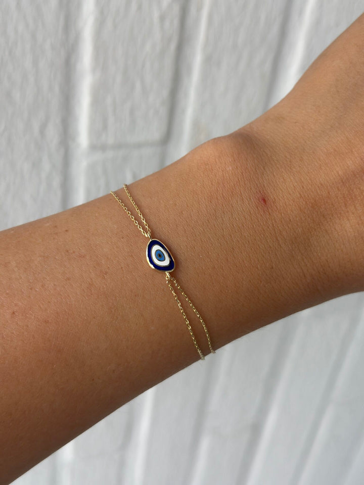 Nazar Muschel Blau Small Armband – 585er Gold