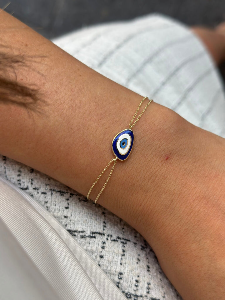 Nazar Muschel Blau Big Armband – 585er Gold
