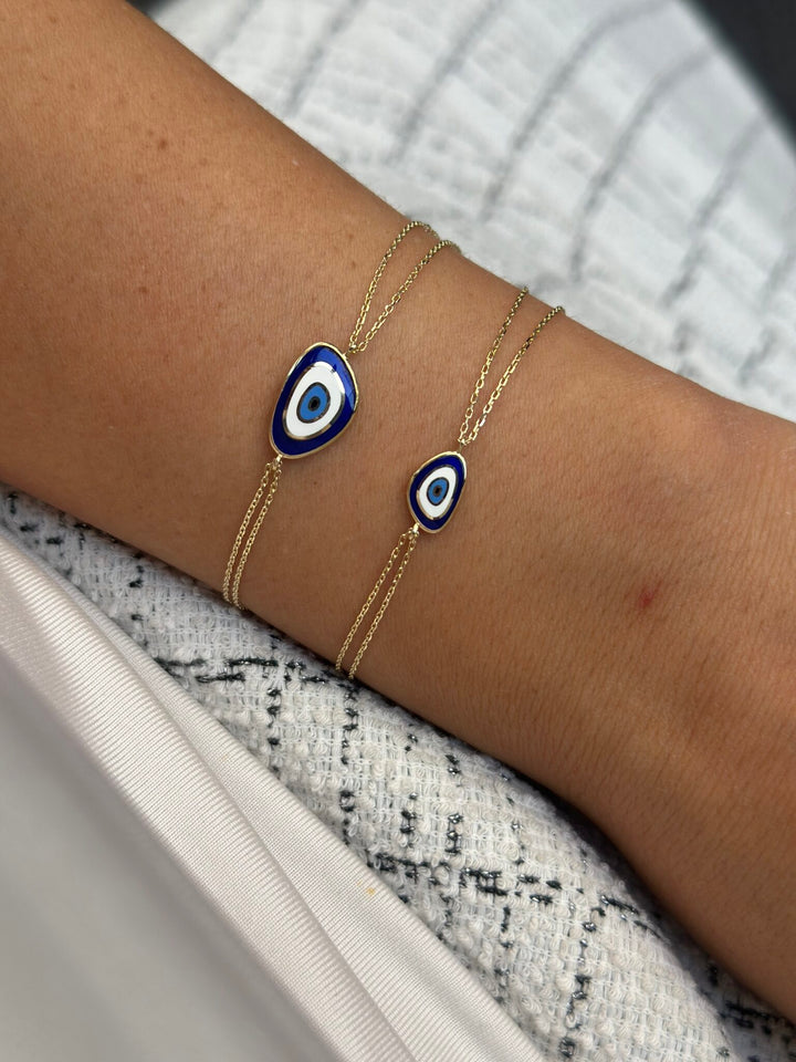 Nazar Muschel Blau Big Armband – 585er Gold