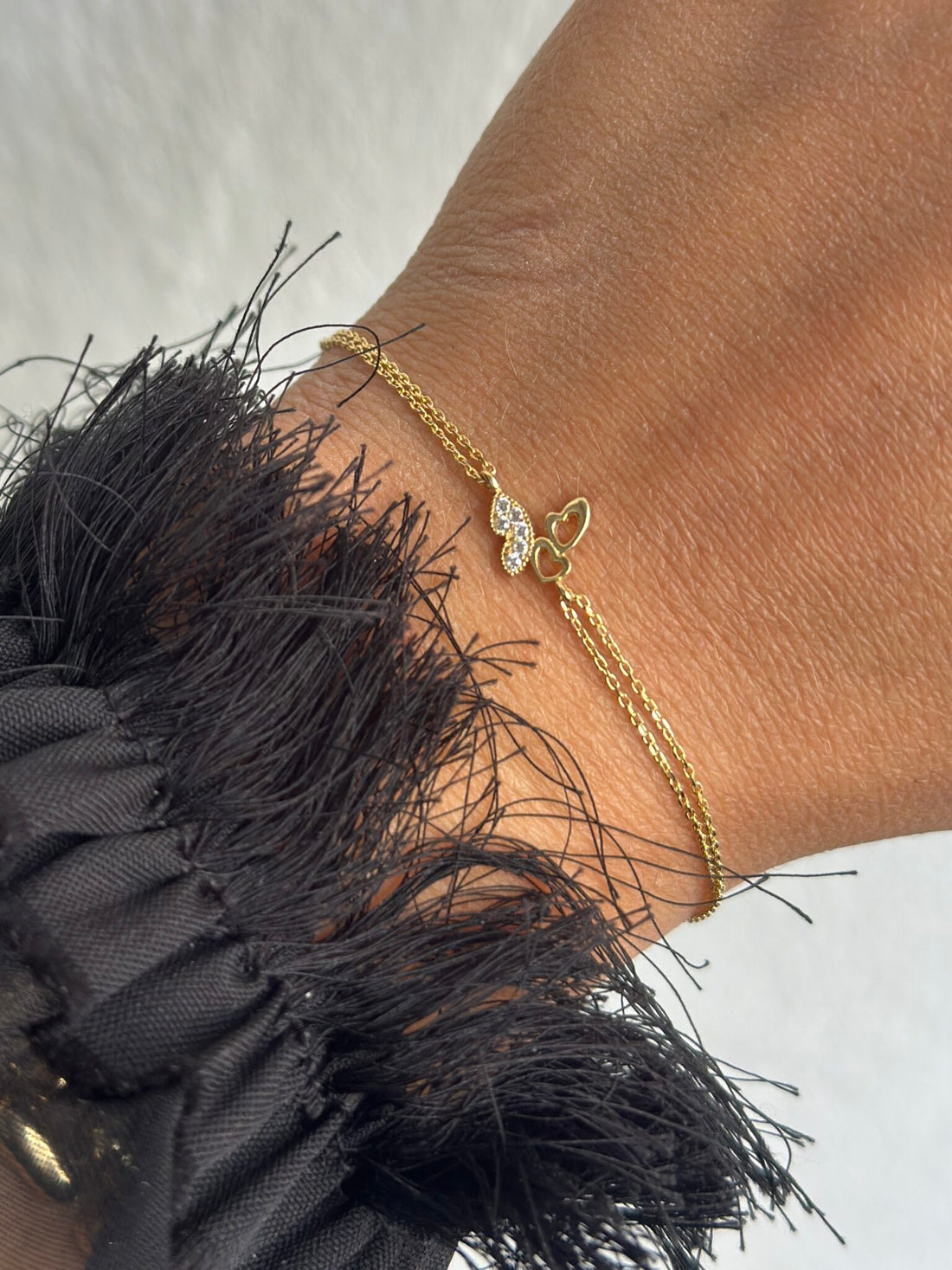 Schmetterling Herzen Armband – 585er Gold