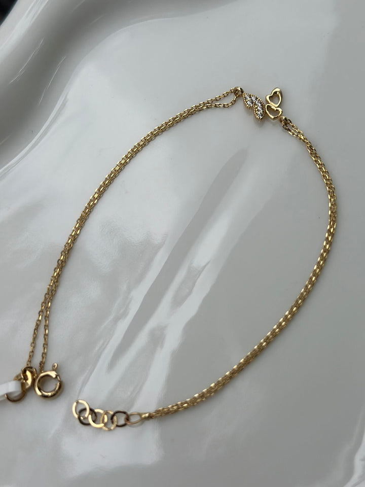 Schmetterling Herzen Armband – 585er Gold