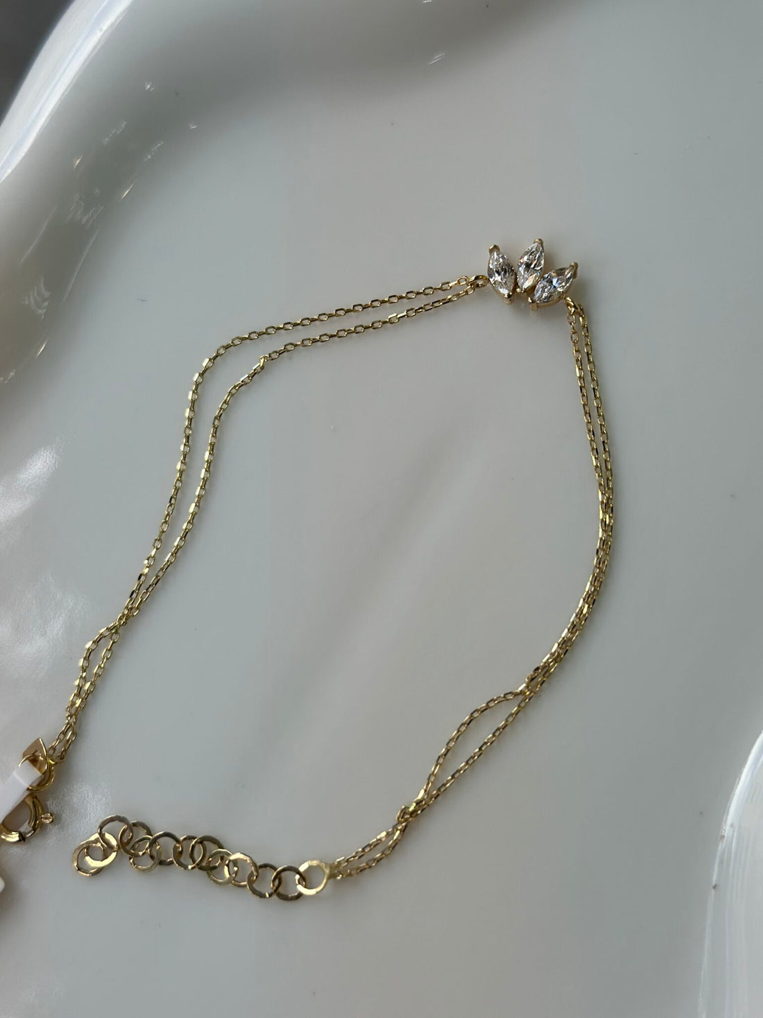 Blätter Trio Armband – 585er Gold