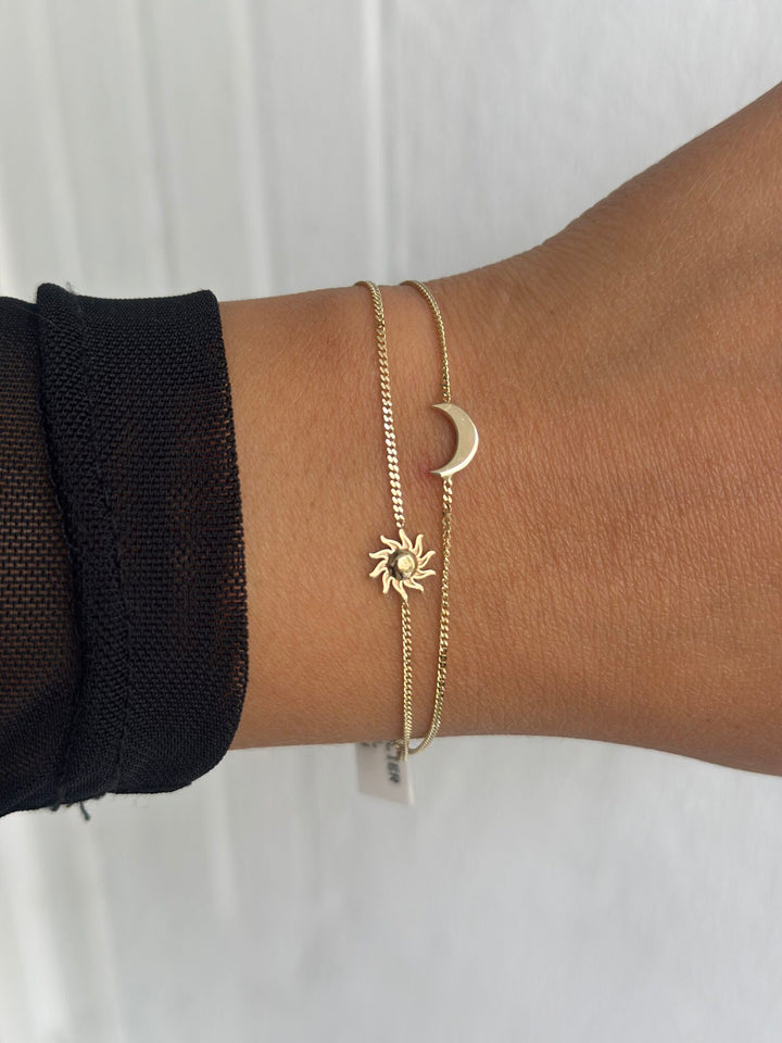 Sonne Halbmond Armband – 585er Gold