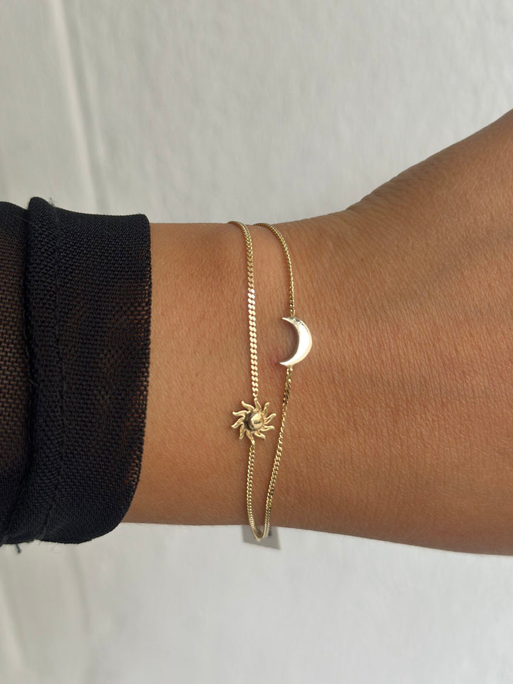 Sonne Halbmond Armband – 585er Gold