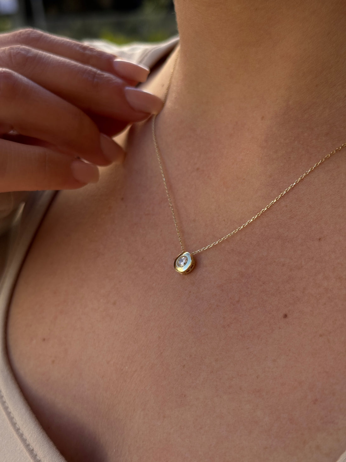 Runder Solitär Kette – 585er Gold