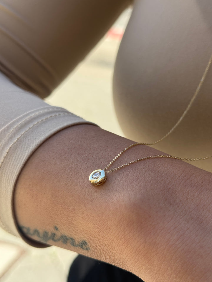 Runder Solitär Kette – 585er Gold