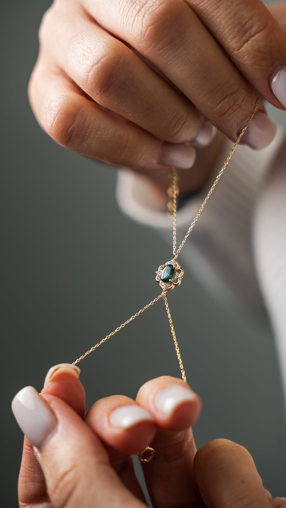 Ornamentaler Blüte Grün - Armband - Elina Gold