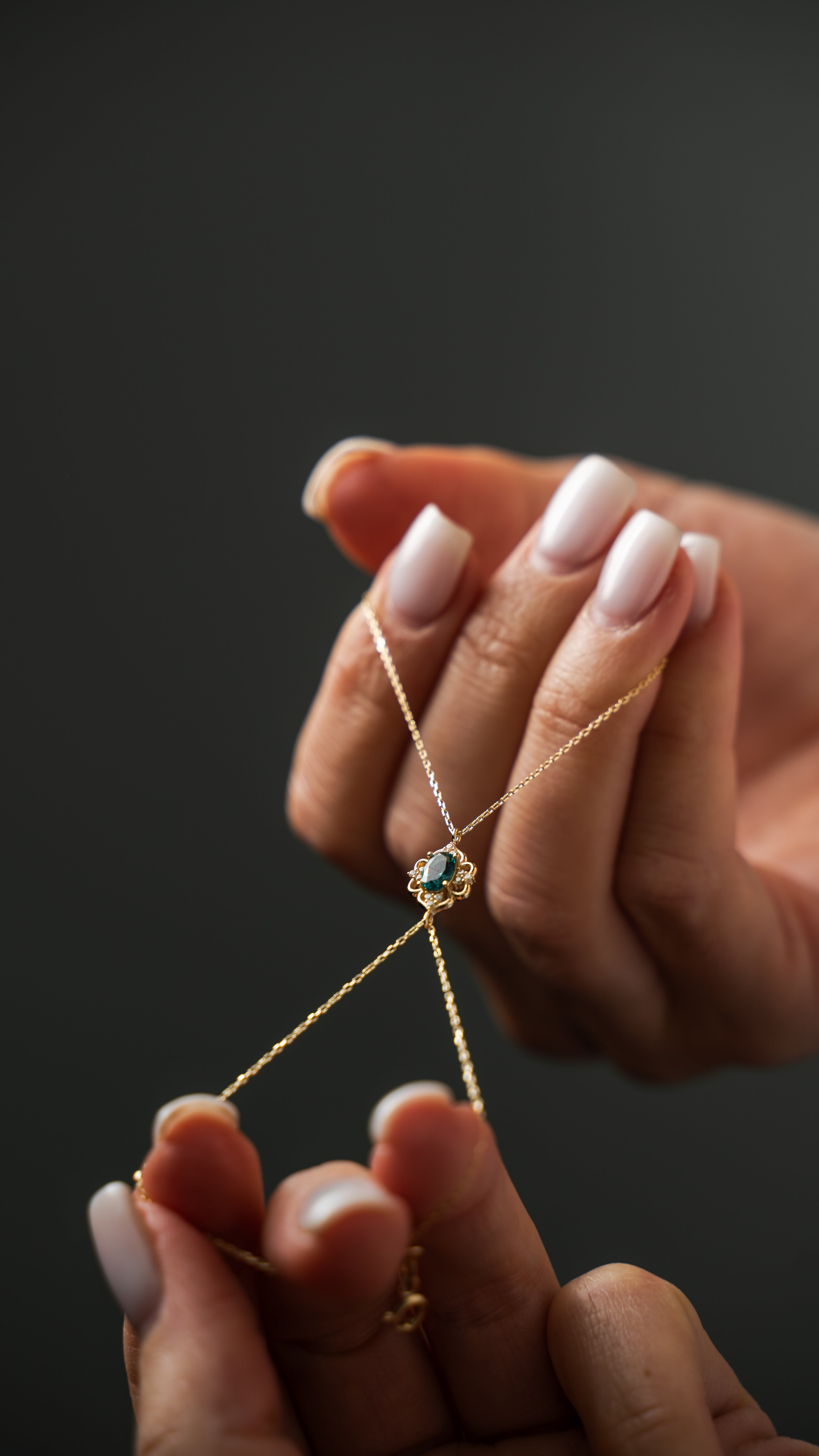 Ornamentaler Blüte Grün - Armband - Elina Gold