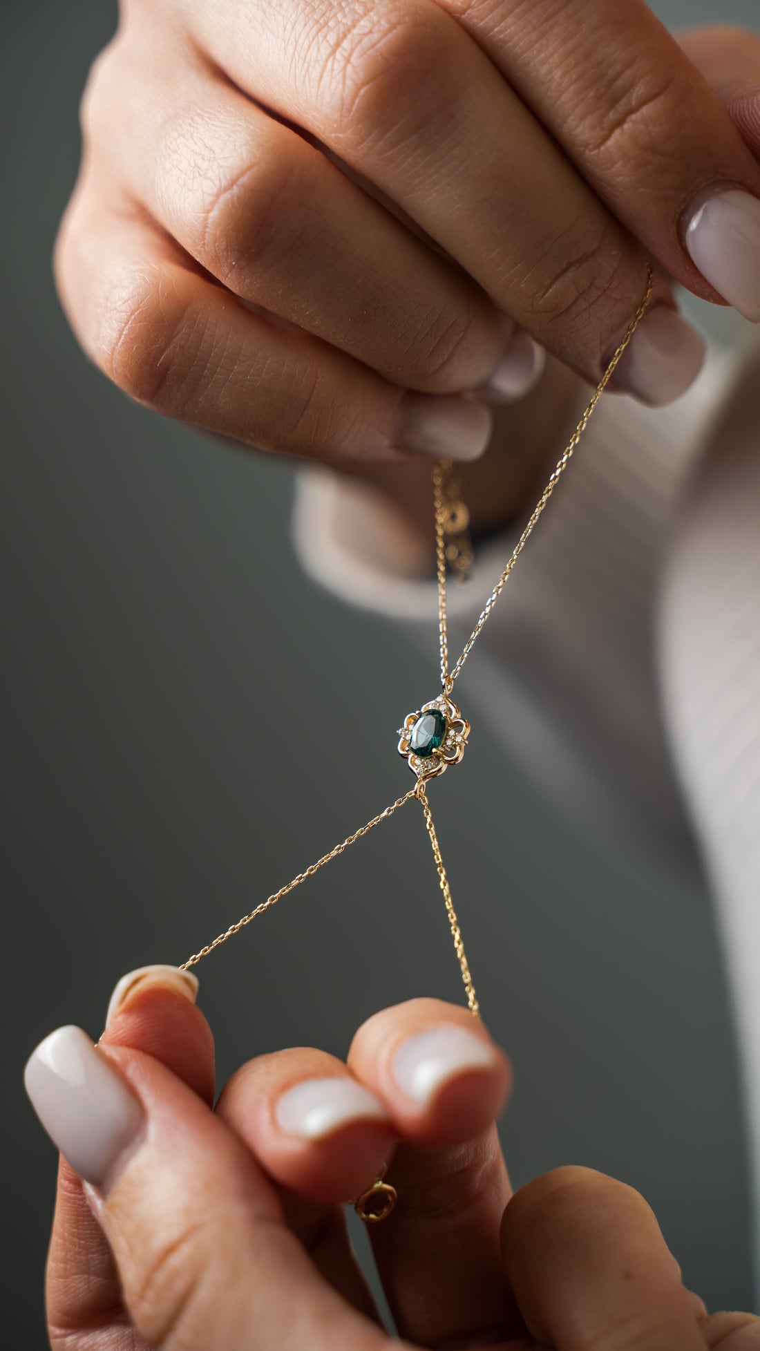 Ornamentaler Blüte Grün - Armband - Elina Gold